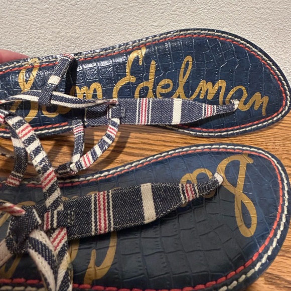 Sam Edelman Striped Navy and White Sandals - Picture 11 of 11
